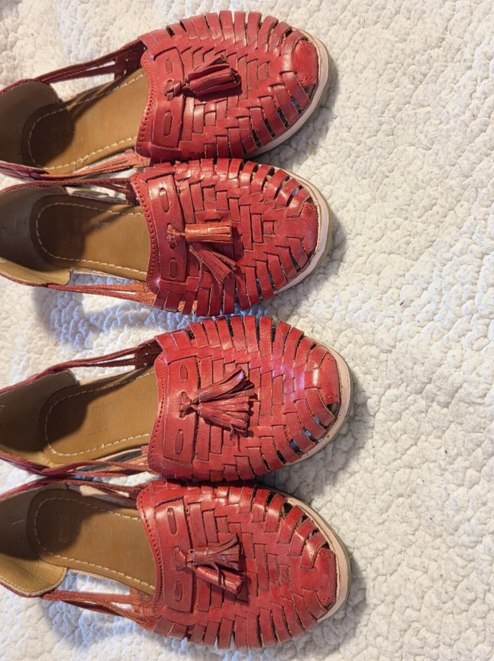 Women's Red Woven Leather Huaraches, Sizes 8 and 9 - Picture 6 of 13